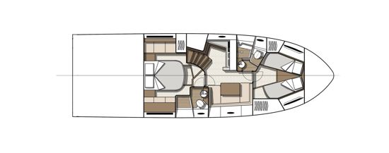 Gran Turismo 45 plan with 2 single berths in bow cabin