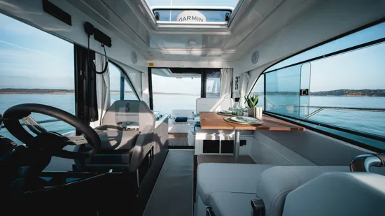 Helm and Dining Area.