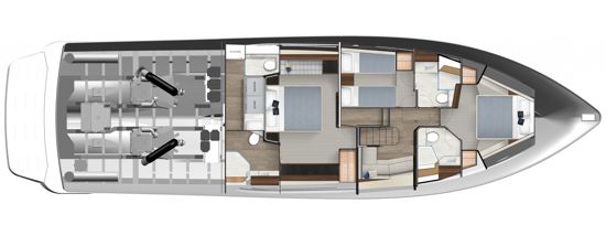 riviera-SUV-645-layout-of-the-accommodation-deck-with-3-staterooms