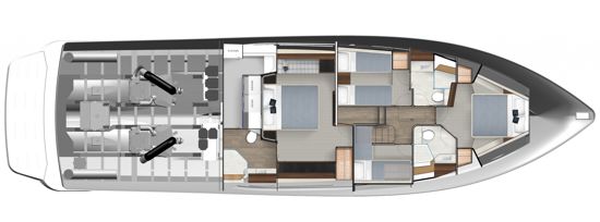 riviera-SUV-645-layout-of-the-accommodation-deck-with-4-staterooms