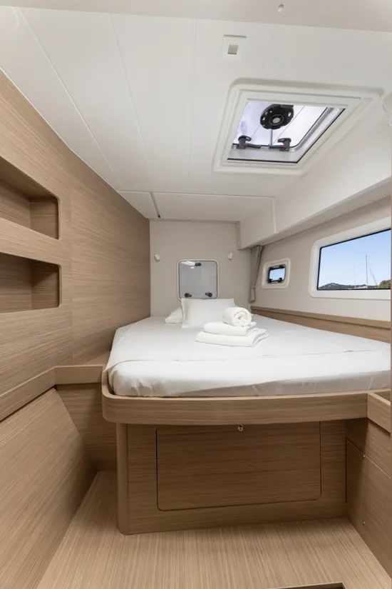 Comfortable guest cabin on Lagoon 42 